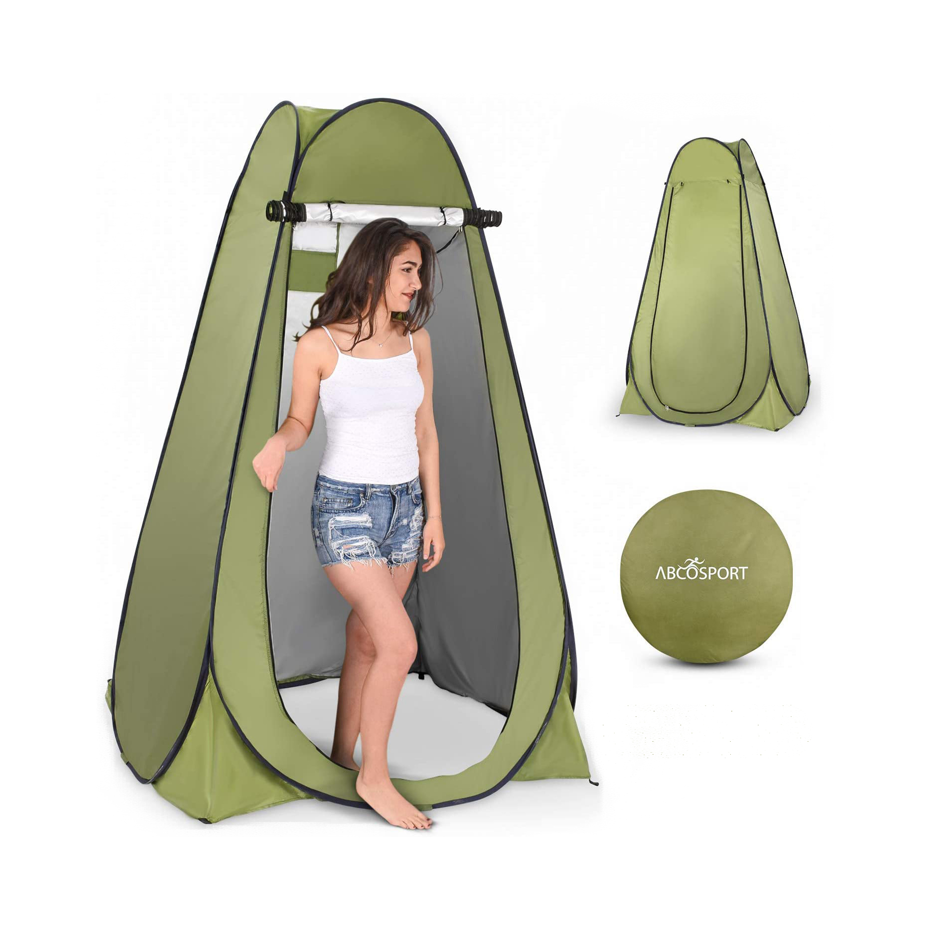 Pop Up Camping Shower Tent Portable Green Outdoor Privacy Toilet Changing Room 