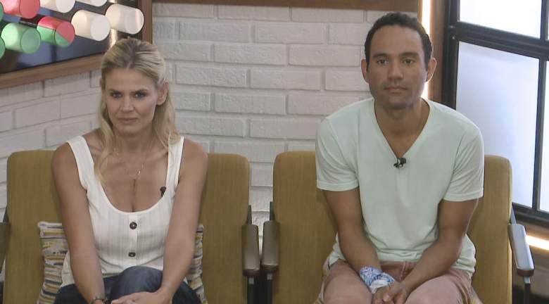Keesha Smith and Kevin Campbell at the week one Power of Veto meeting in the Big Brother 22 house.