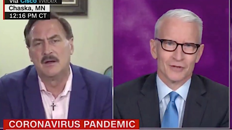 Mike Lindell and Anderson Cooper