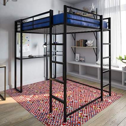 DHP Abode Full-Size Metal Loft Bed with Desk