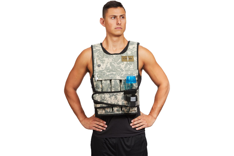 K2Elite Weighted Vest Long Style for Men 0lbs~90lbs Adjustable Cross-fit Training Workout Camouflage