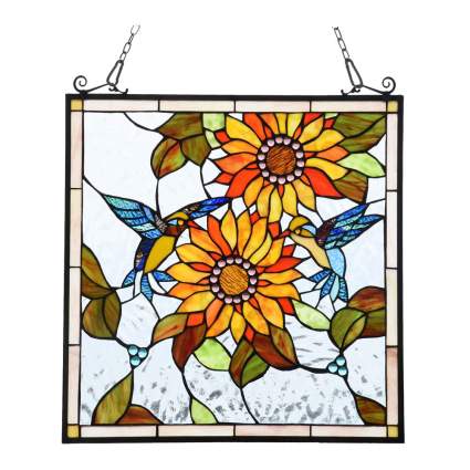 Sunflower stained glass panel