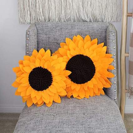 Sunflower shaped throw pillows