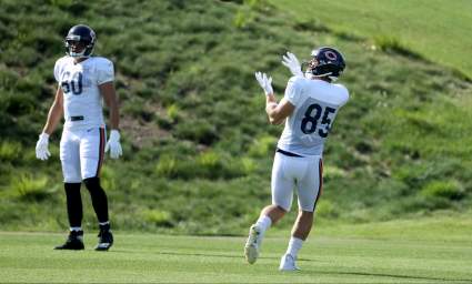 Bears HC Matt Nagy Literally Gets a Feel for TE Cole Kmet’s Power: [WATCH]