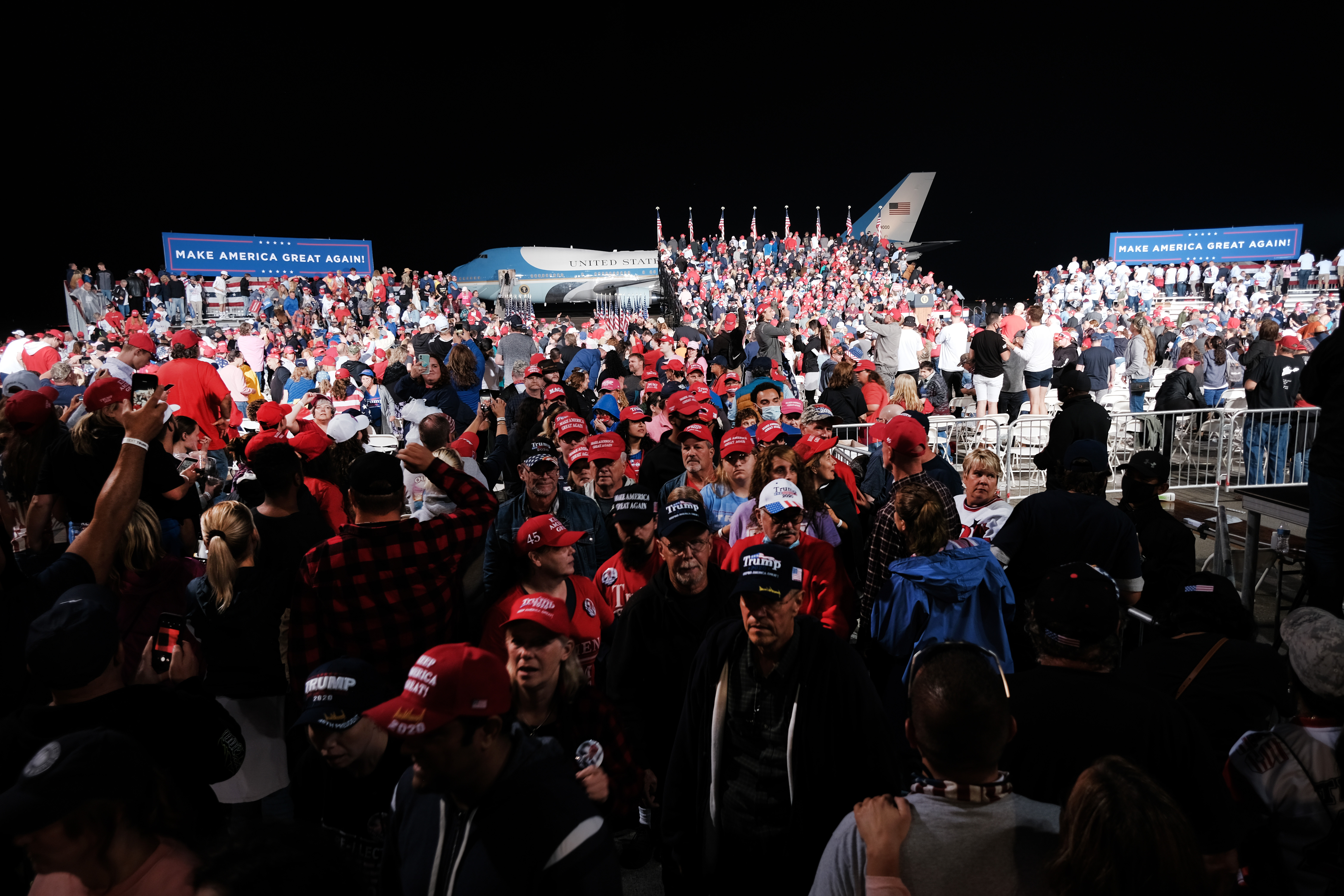 trump supporters in detroit near city airport