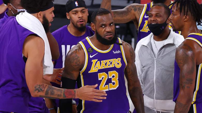LeBron James, center, Lakers