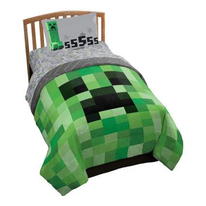 Jay Franco Minecraft Creeper 4 Piece Twin Bed Set