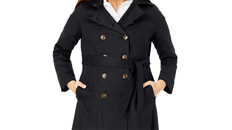 INVOLAND Womens Plus Size Trench Coat Double Breasted Long Trench Coats with Belt