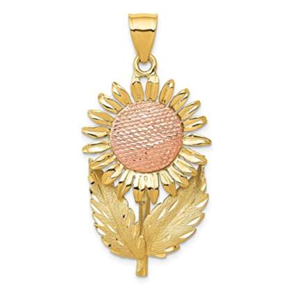 Two-tone gold sunflower pendant