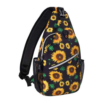 Black and yellow sunflower crossbody bag