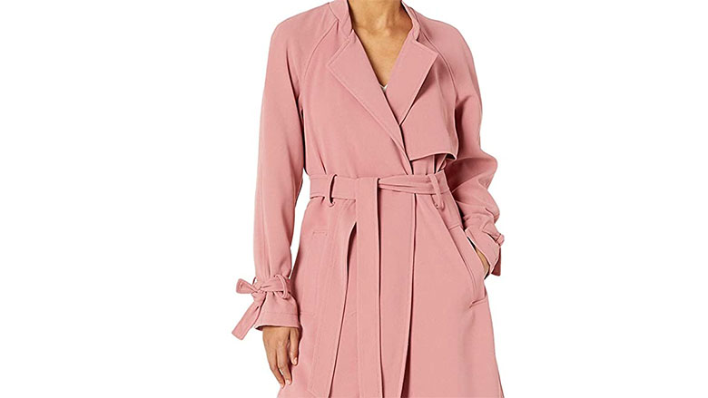 Lightweight Wrap Notched Lapel Jacket Self-Tie INVOLAND Plus Size Trench Coats Women