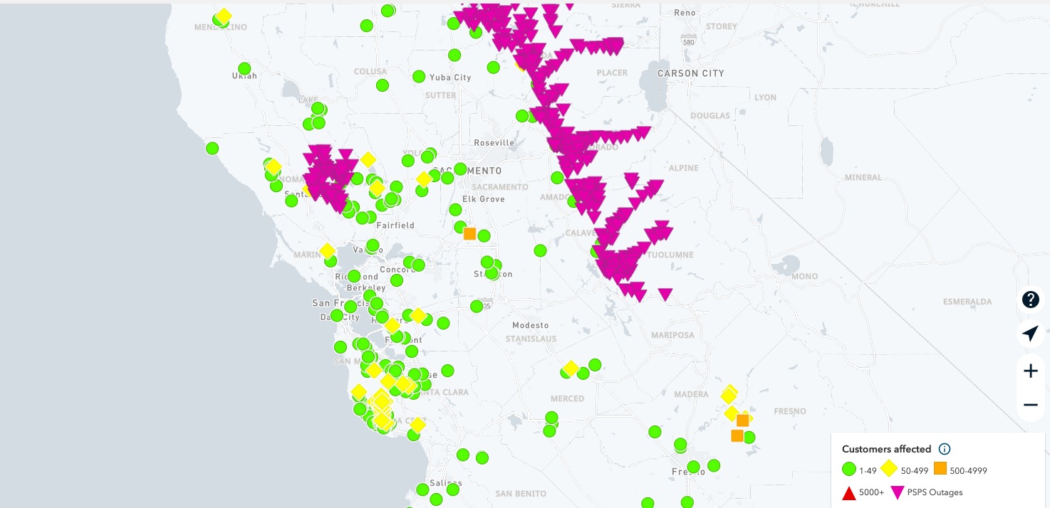 PG&E Power Outage Shutdown Map: PSPS Blackout & Restoration Estimates ...