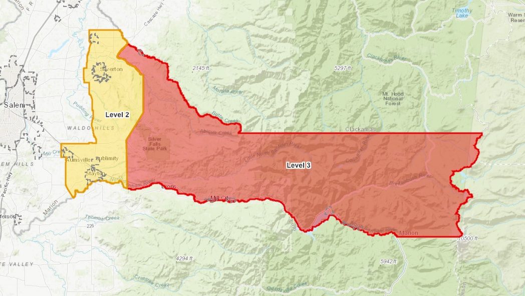 Marion County Live Evacuation Map for Oregon Fires