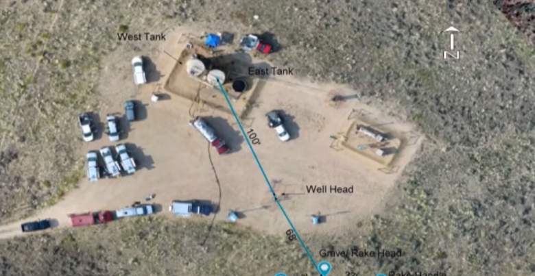 An aerial photo of the site where Shanann Watts and her daughters Bella and Celeste were found.