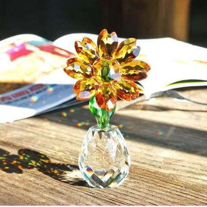 Small crystal sunflower figurine