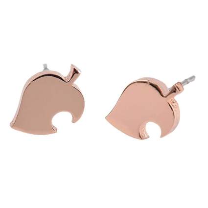 Animal Crossing Leaf Rose Gold Earrings