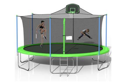 16 foot trampoline with basketball net