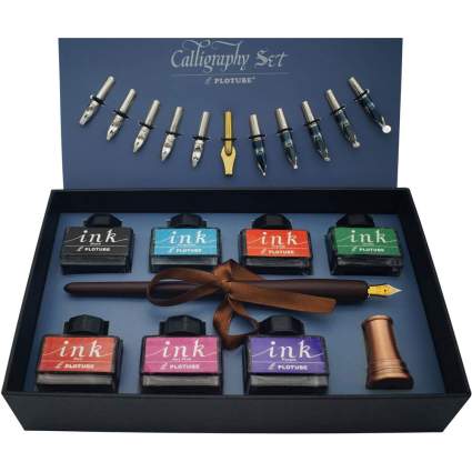 Calligraphy set with many colored inks