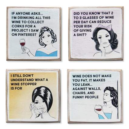 funny wine coasters