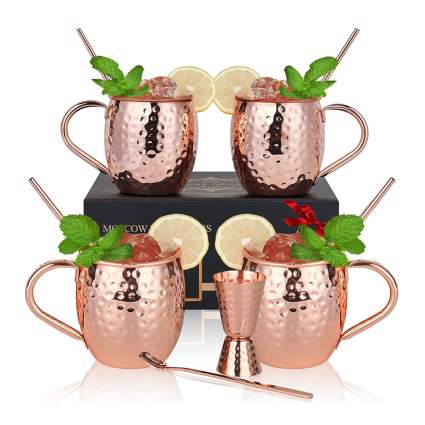 hammered copper moscow mule mugs