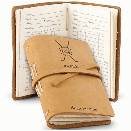 leather golf log journal