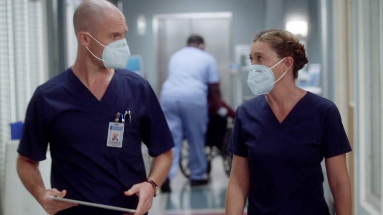 Richard Flood and Ellen Pompeo on Grey's Anatomy Season 17.