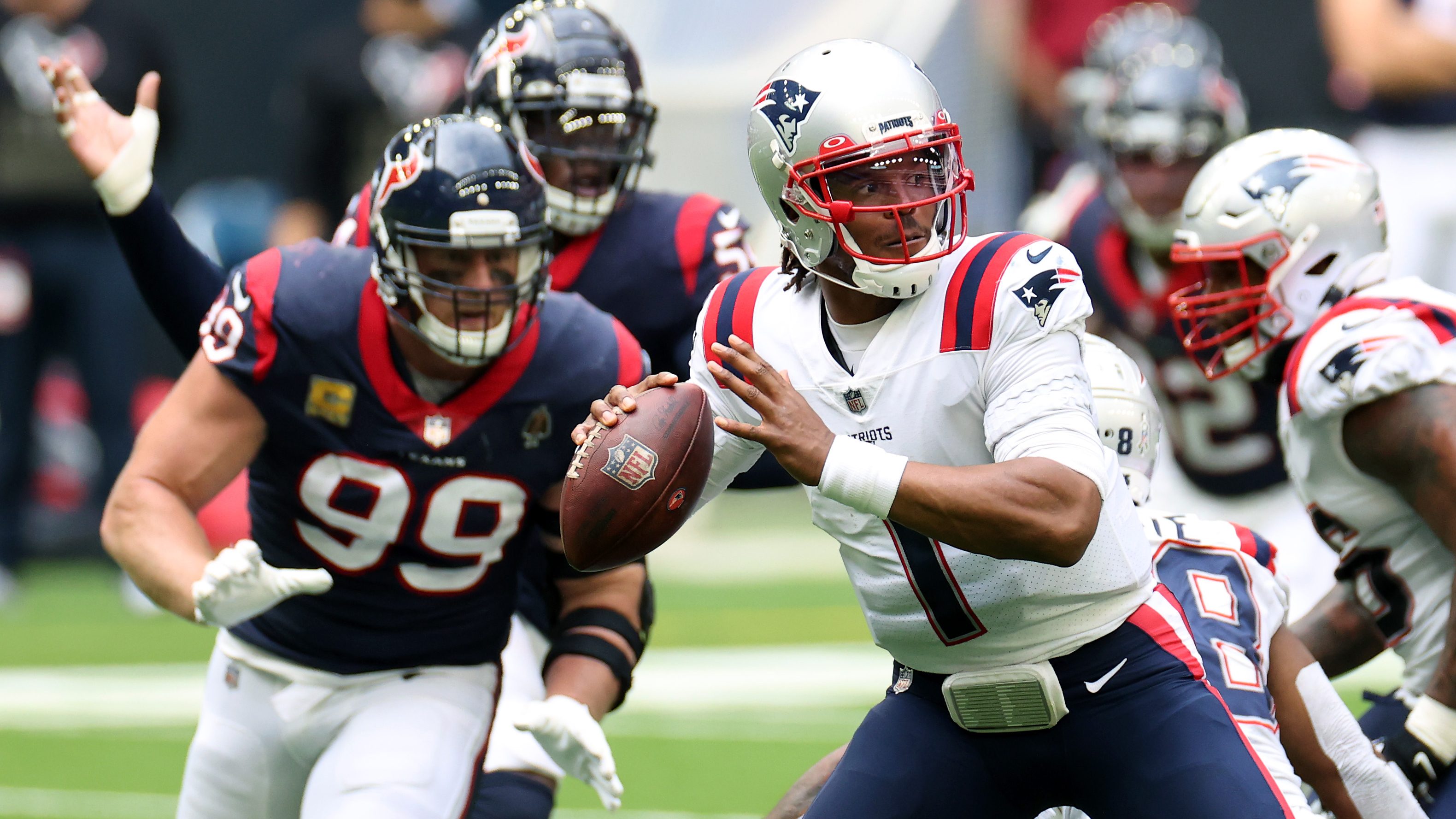 Cam Newton on J.J. Watt, Texans batting down passes: 'He's J.J. Watt, what  do you expect? 