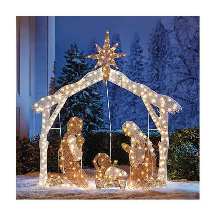 Lighted nativity scene of creche
