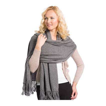 gray cashmere knit shawl
