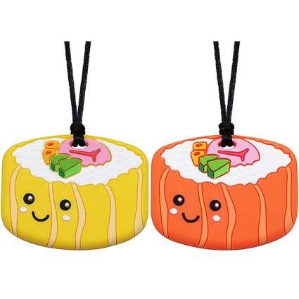Two sushi teething toys for children