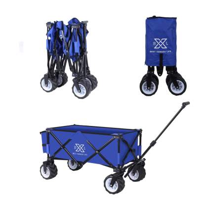 Blue folding garden cart