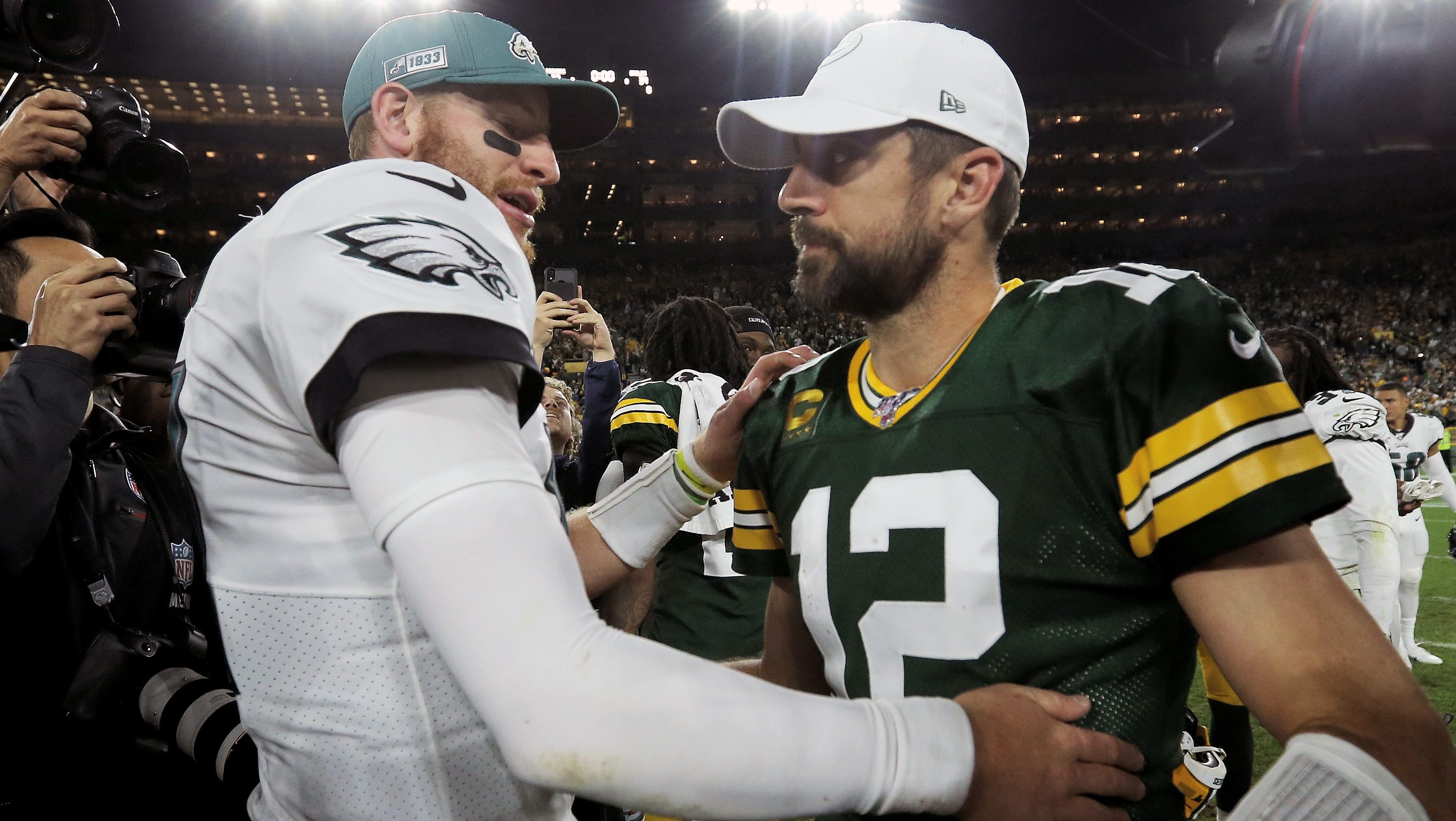 Aaron Rodgers Had Postgame Message For Eagles QB Carson Wentz Heavy
