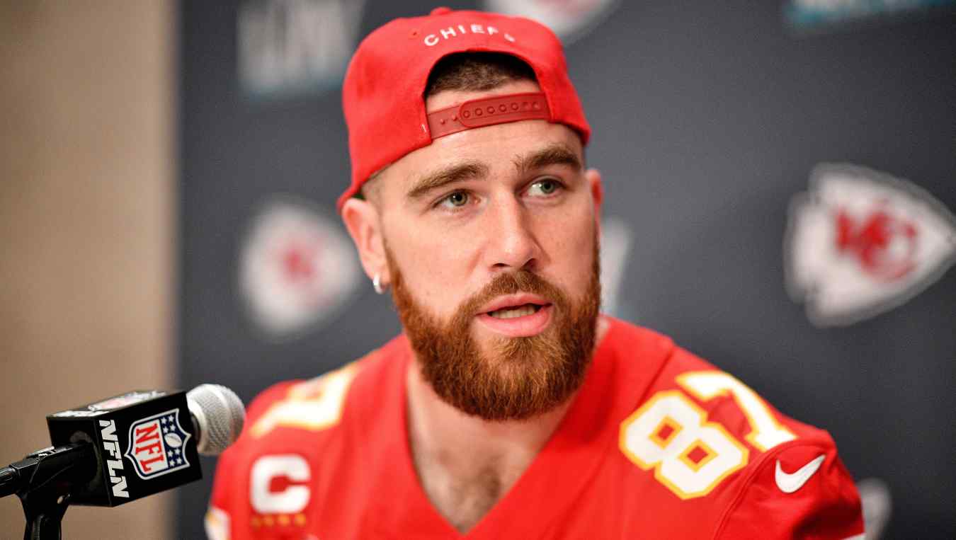 travis kelce no shirt