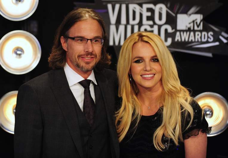 Britney Spears and Jason Trawick arrive at the 2011 VMAs.