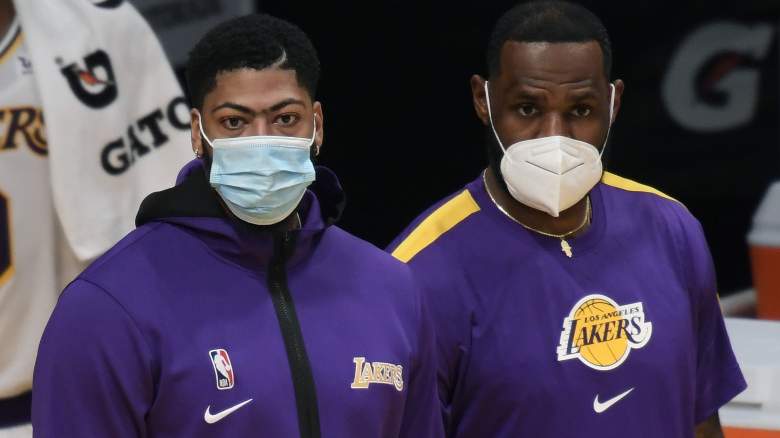 Anthony Davis (left) and LeBron James of the Lakers