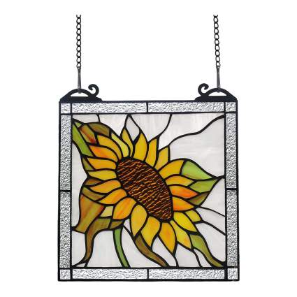 stained glass suncatcher of a sunflower