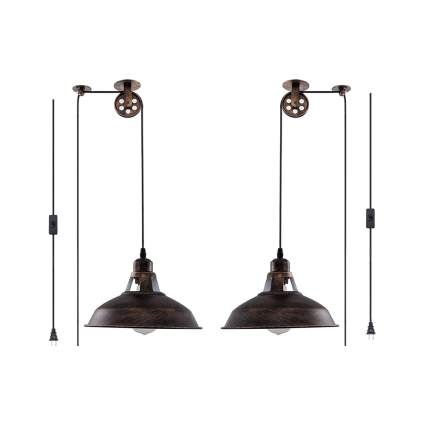 industrial lamps with pulleys