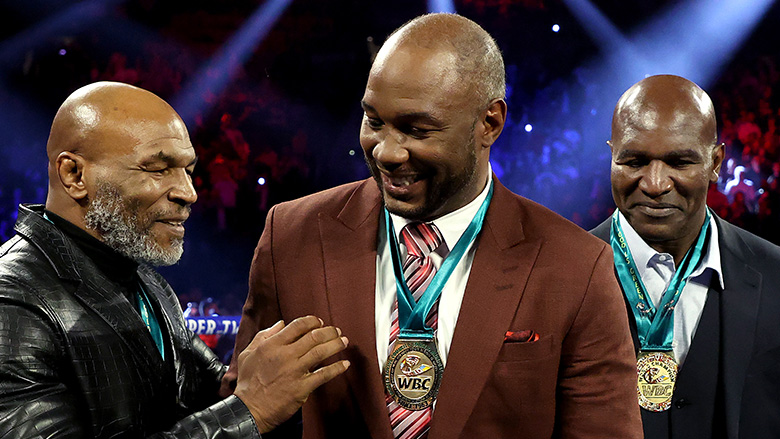 Lennox Lewis with Mike Tyson and Evander Holyfield
