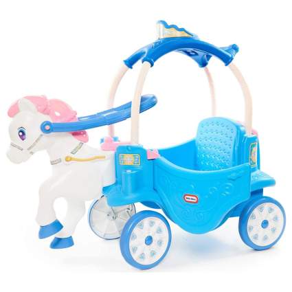 blue Little Tikes horse and carriage toy