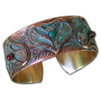 verdigris copper cuff bracelet