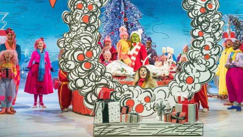 DR. SUESS' THE GRINCH MUSICAL -- Pictured: (l-r) Amelia Minto as Cindy Lou, Matthew Morrison as Grinch, Booboo Stewart as Young Max