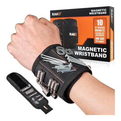 black magnetic wrist band with screws