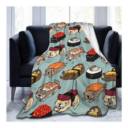 sushi dog throw blanket