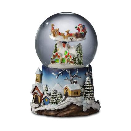 santa village animated snow globe