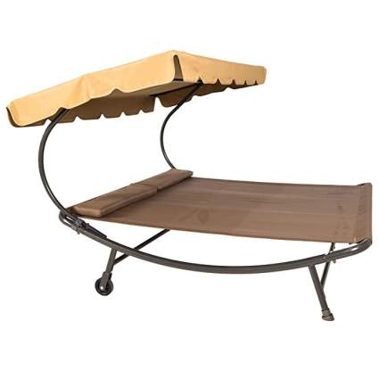 tan hammock lounger with canopy