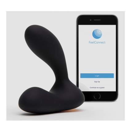Black prostate toy with smartphone