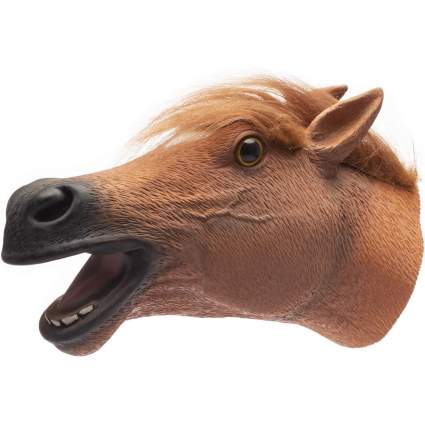 Brown rubber horse head pupper