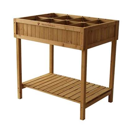 raised wooden planter box