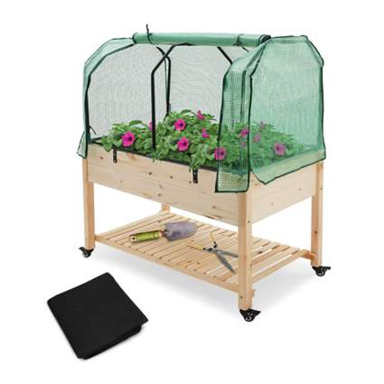 raised planter with greenhouse cover