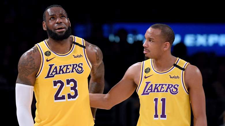 Former Laker Avery Bradley, right, and LeBron James